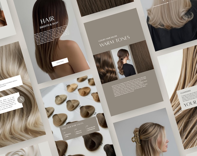 Hair Salon Instagram Story Templates, Aesthetic style, template preview