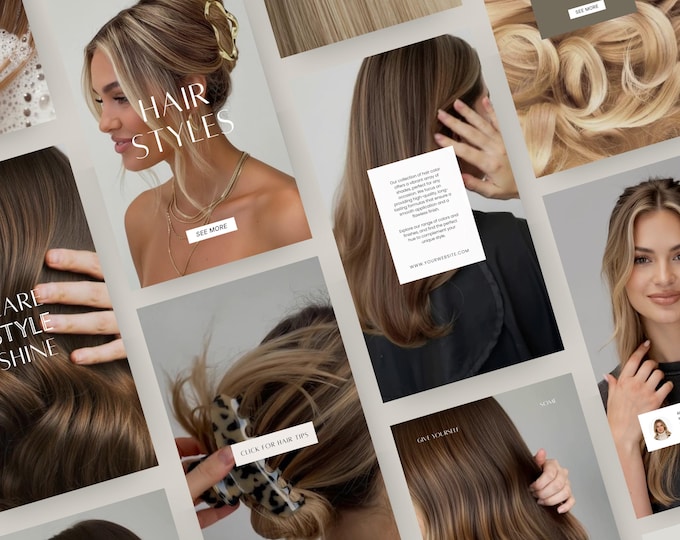 Hair Salon Instagram Reels Templates, Aesthetic style, template preview