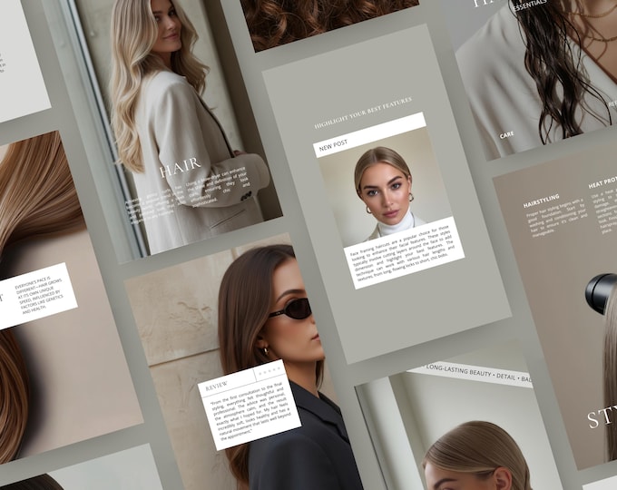 Hair Salon Instagram Story Templates, Minimal style, template preview