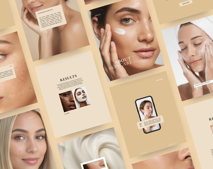 Skincare Instagram Post Templates, Minimal style, template preview