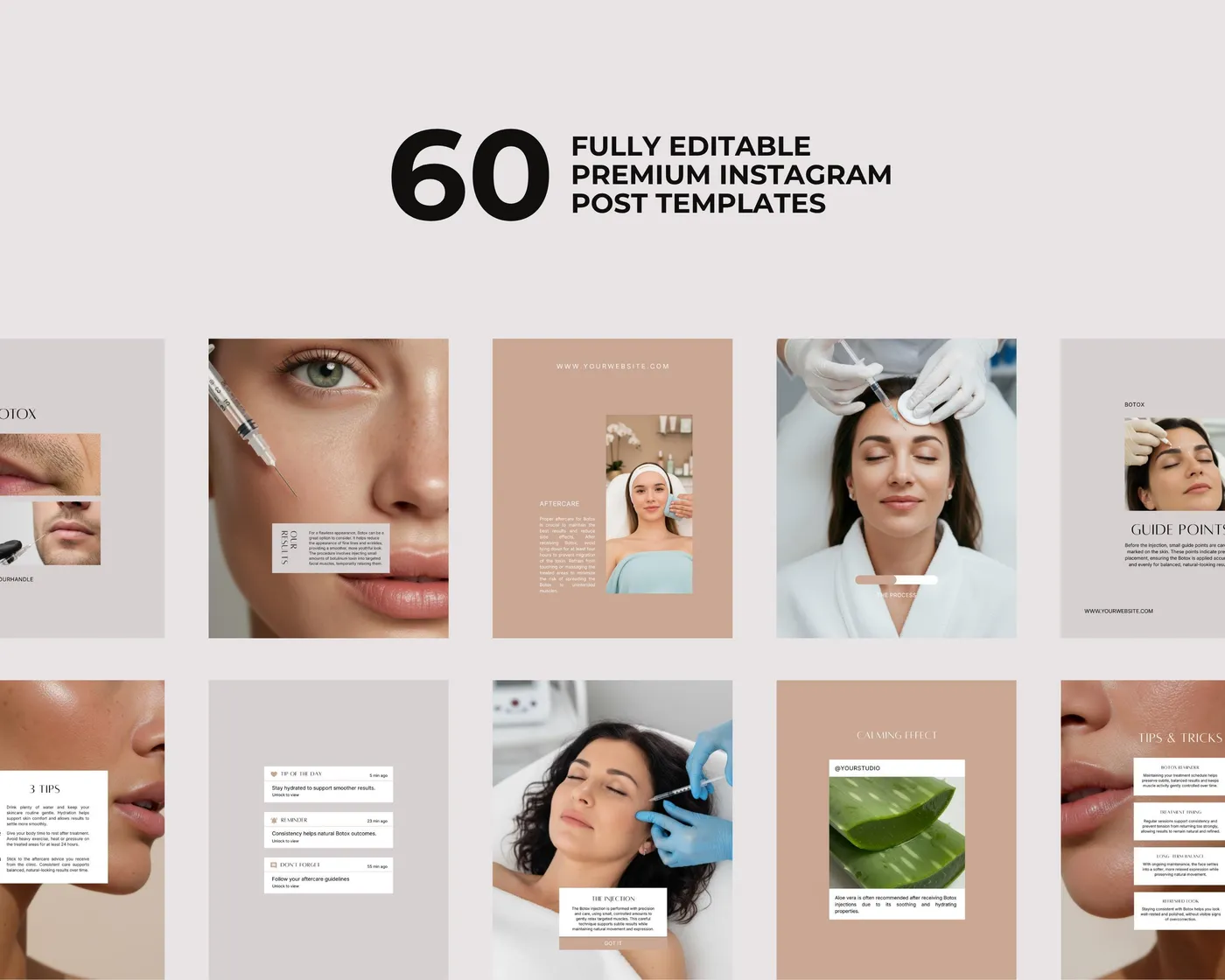 Botox Instagram Bundle, Aesthetic style, template preview