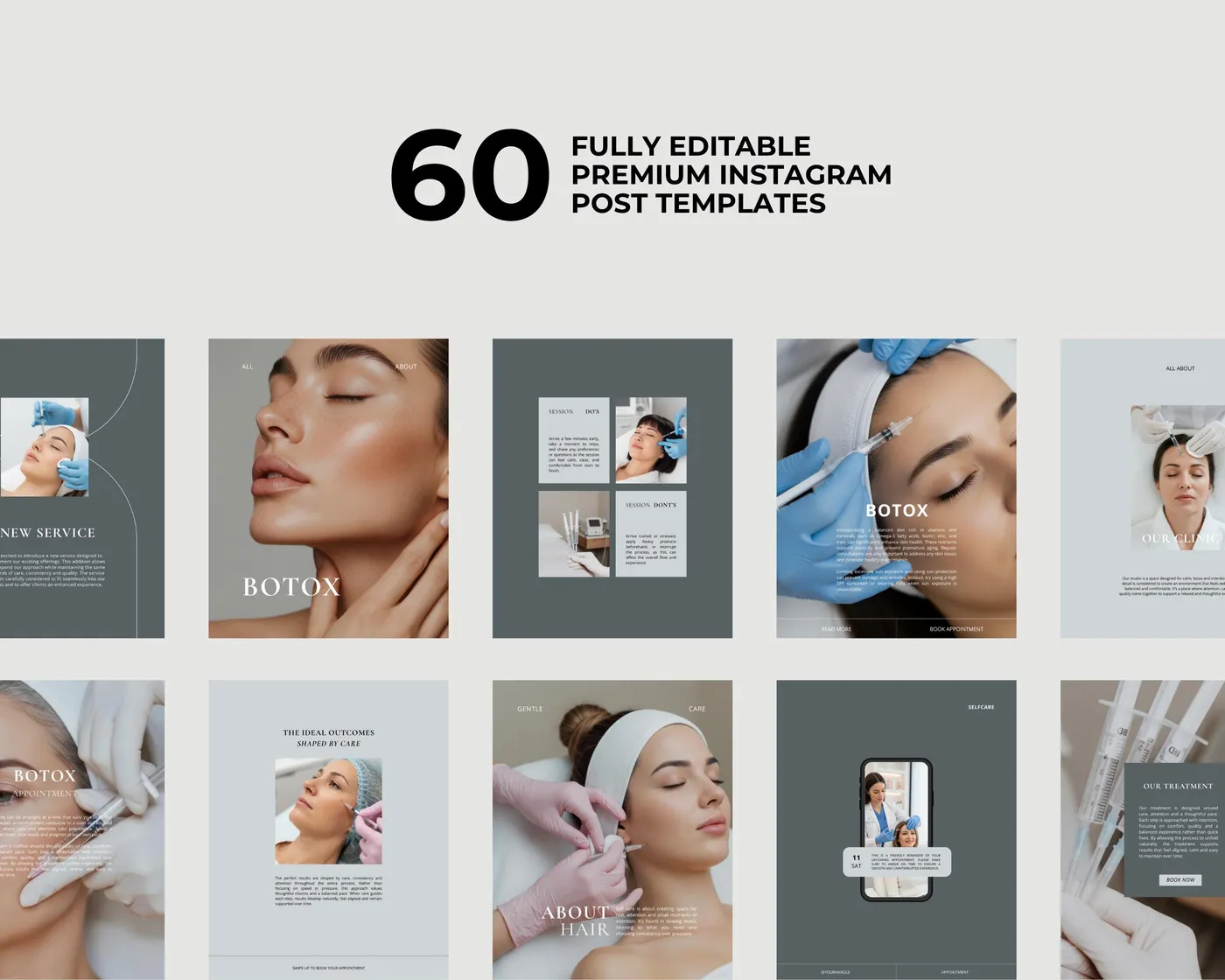 Botox Instagram Bundle, Minimal style, template preview