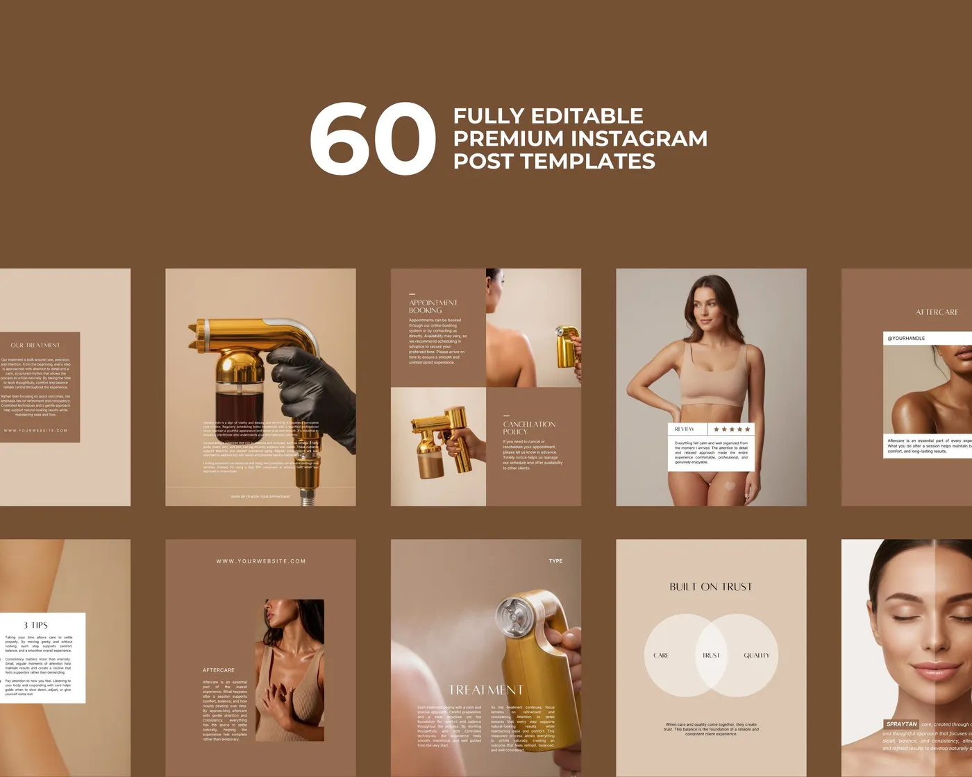 Spray Tan Instagram Bundle, Aesthetic style, template preview