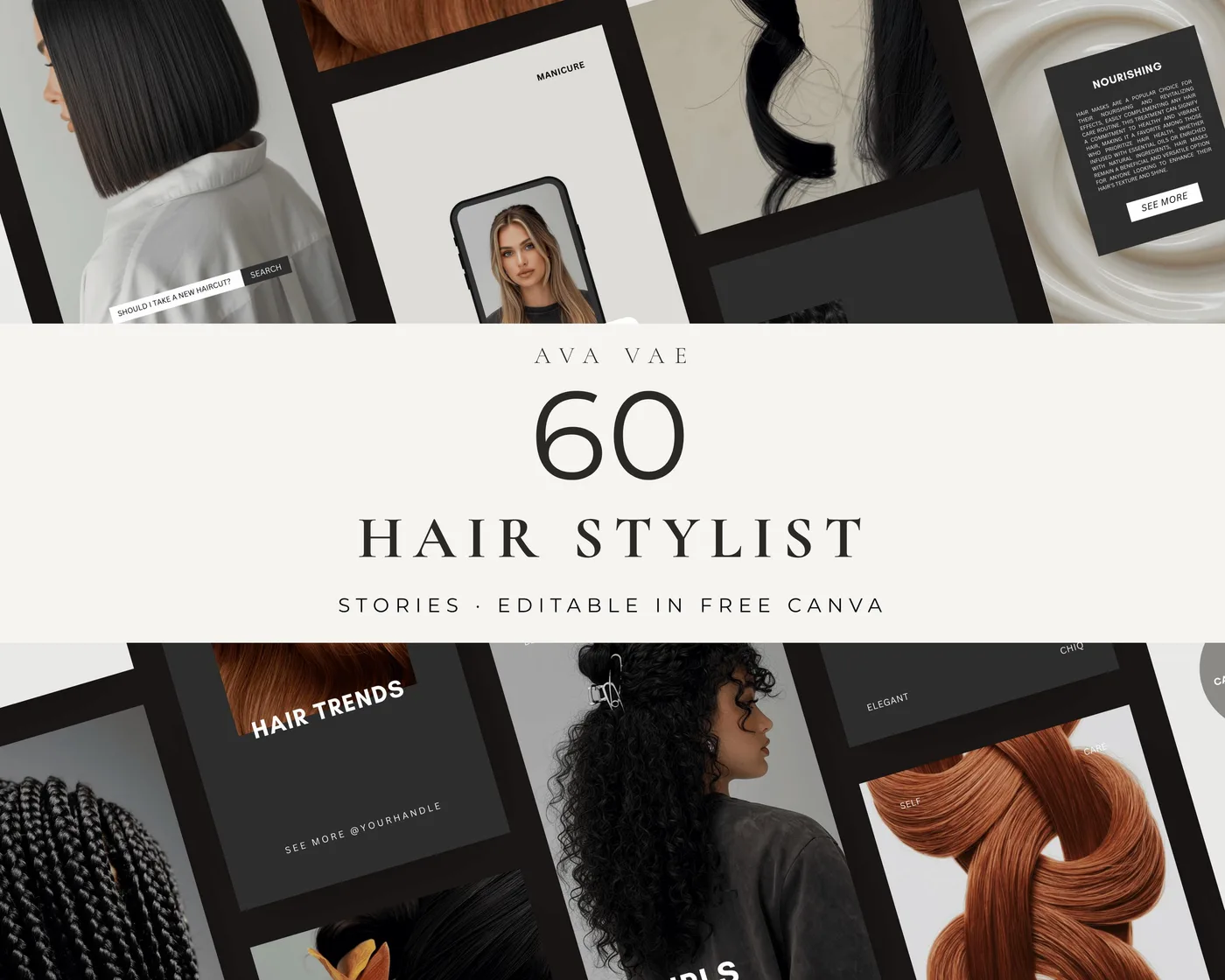 Hair Salon Instagram Story Templates, Luxury style, template preview