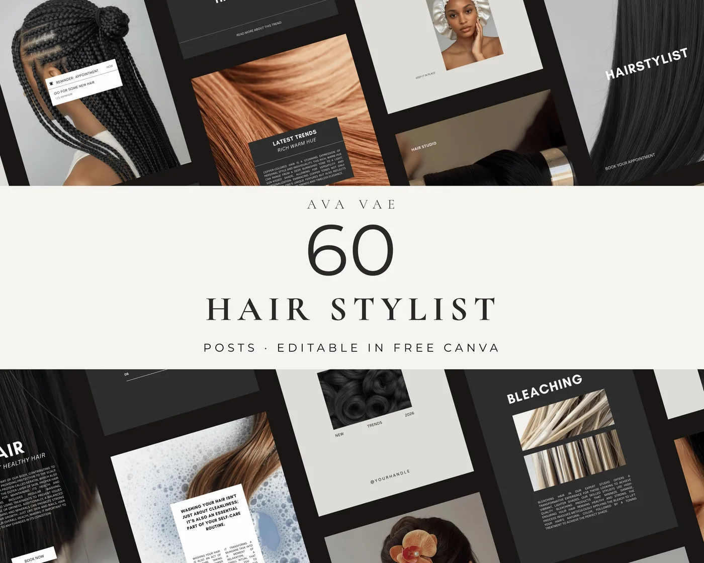 Hair Salon Instagram Post Templates, Luxury style, template preview