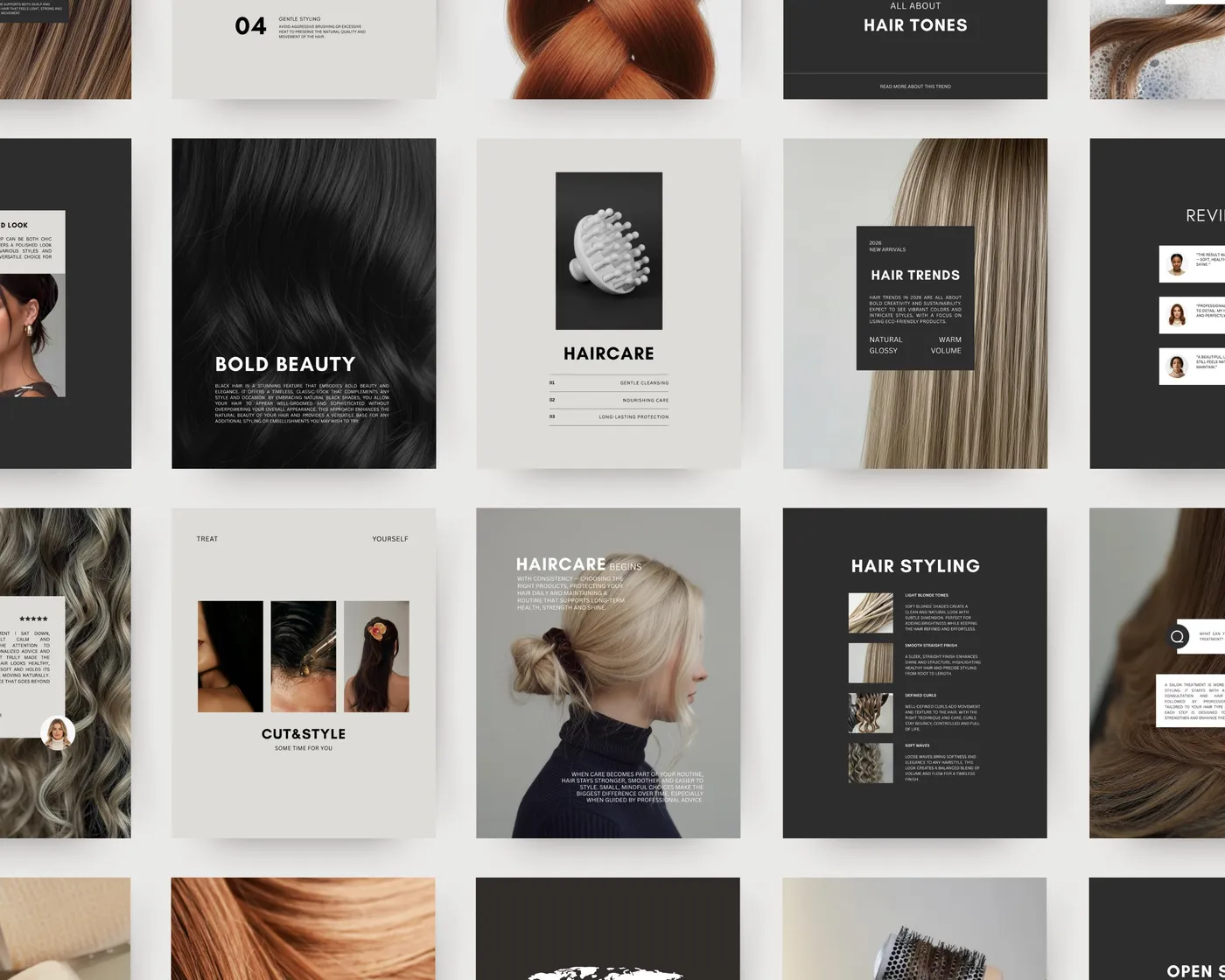Hair Salon Instagram Post Templates, Luxury style, template preview