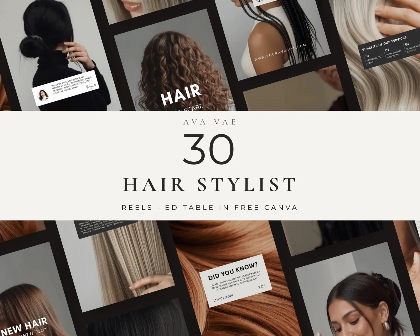 Hair Salon Instagram Reels Templates, Luxury style, template preview