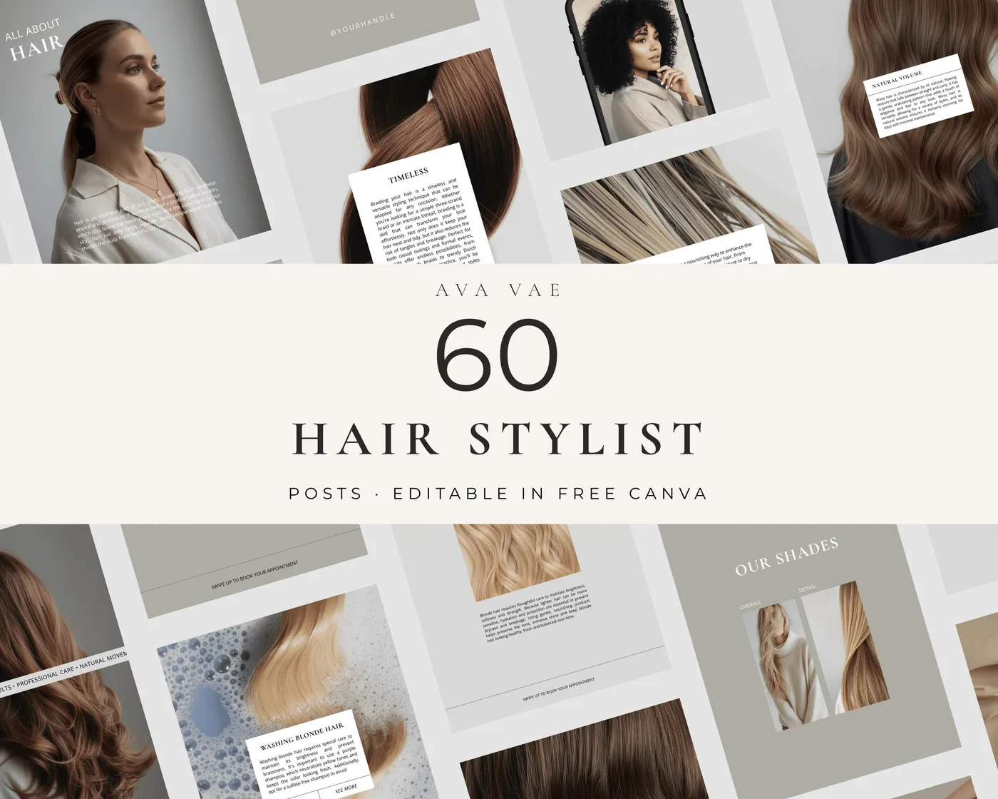 Hair Salon Instagram Post Templates, Minimal style, template preview