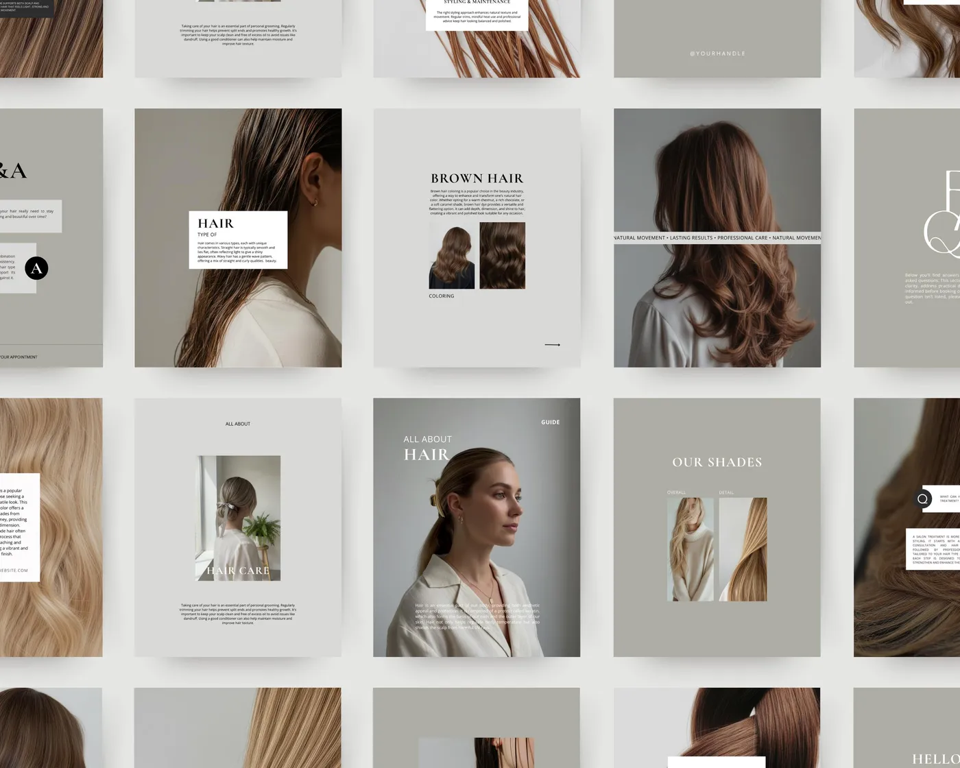 Hair Salon Instagram Post Templates, Minimal style, template preview