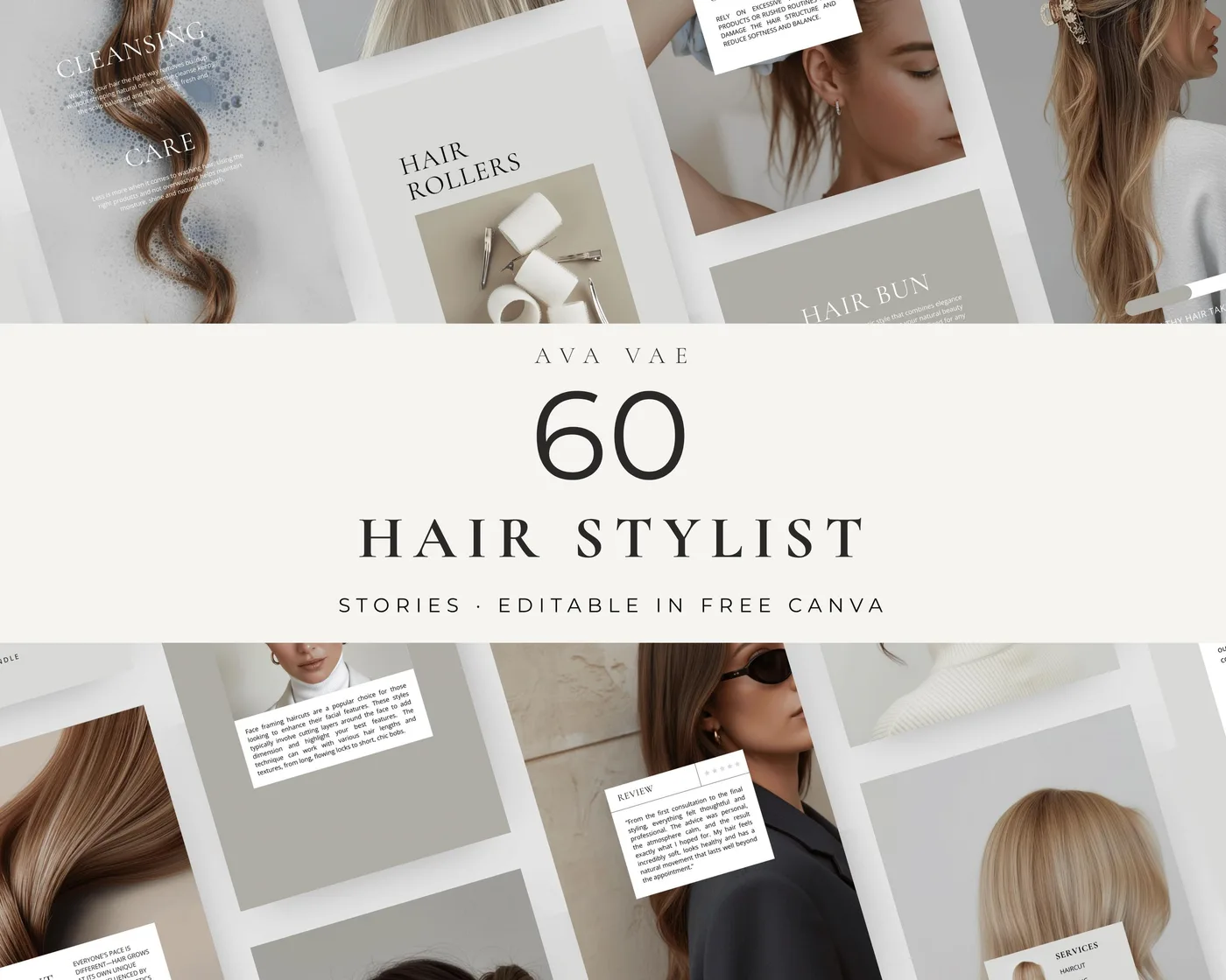 Hair Salon Instagram Story Templates, Minimal style, template preview