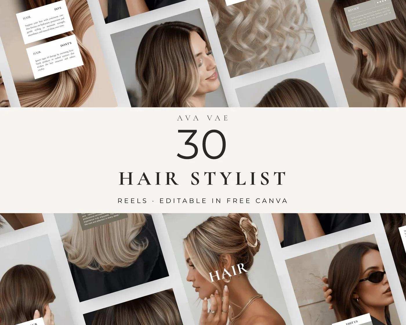 Hair Salon Instagram Reels Templates, Minimal style, template preview