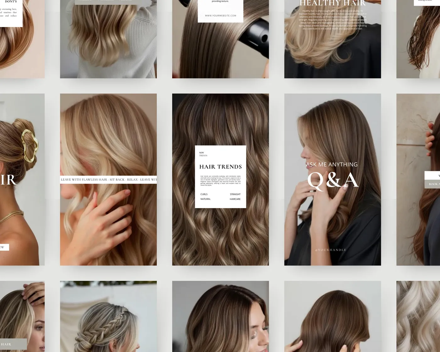 Hair Salon Instagram Reels Templates, Minimal style, template preview