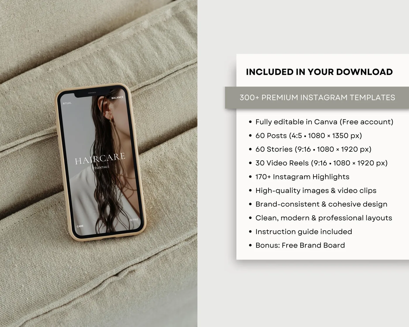 Hair Salon Instagram Bundle, Minimal style, template preview