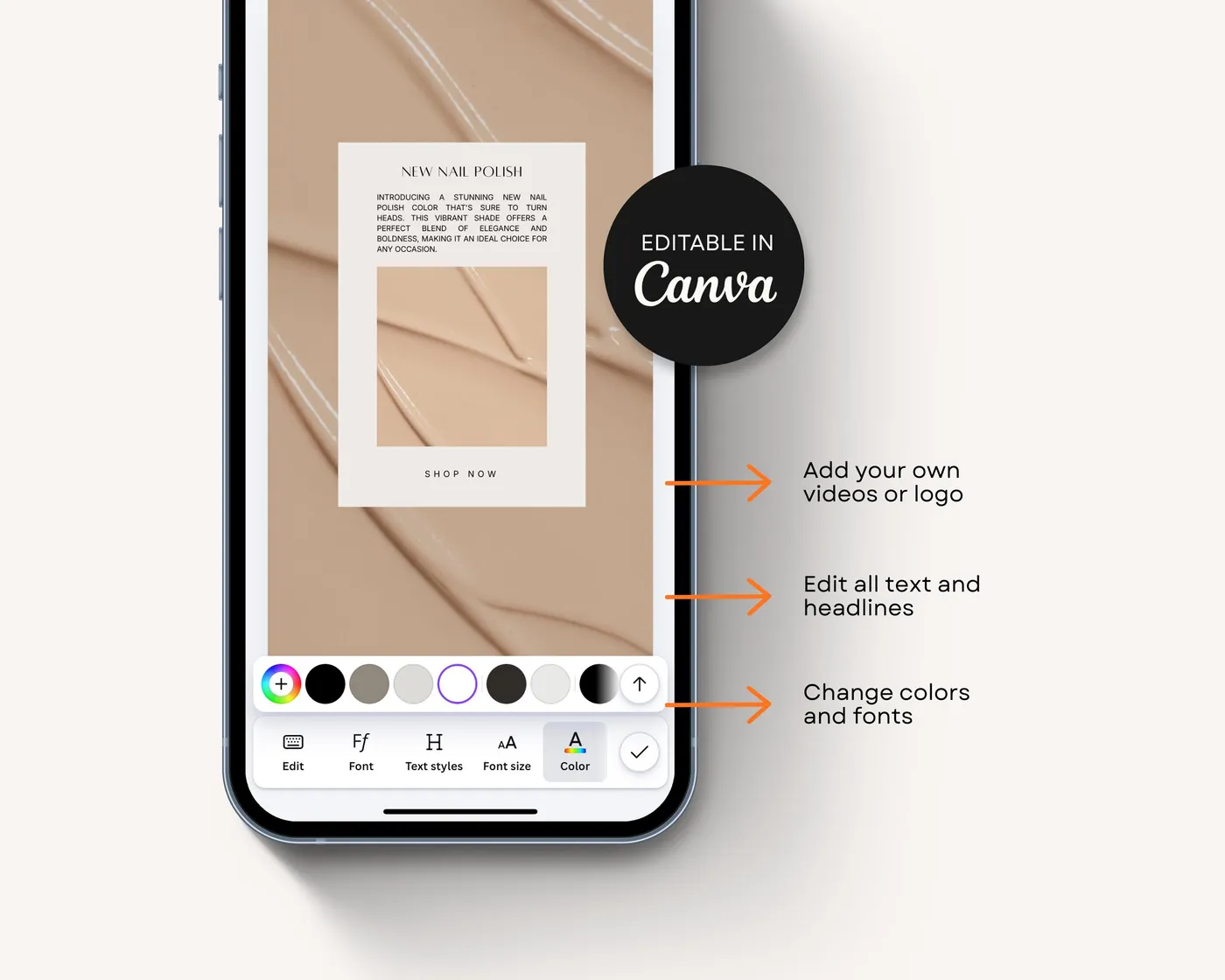 Nail Salon Instagram Bundle, Aesthetic style, template preview