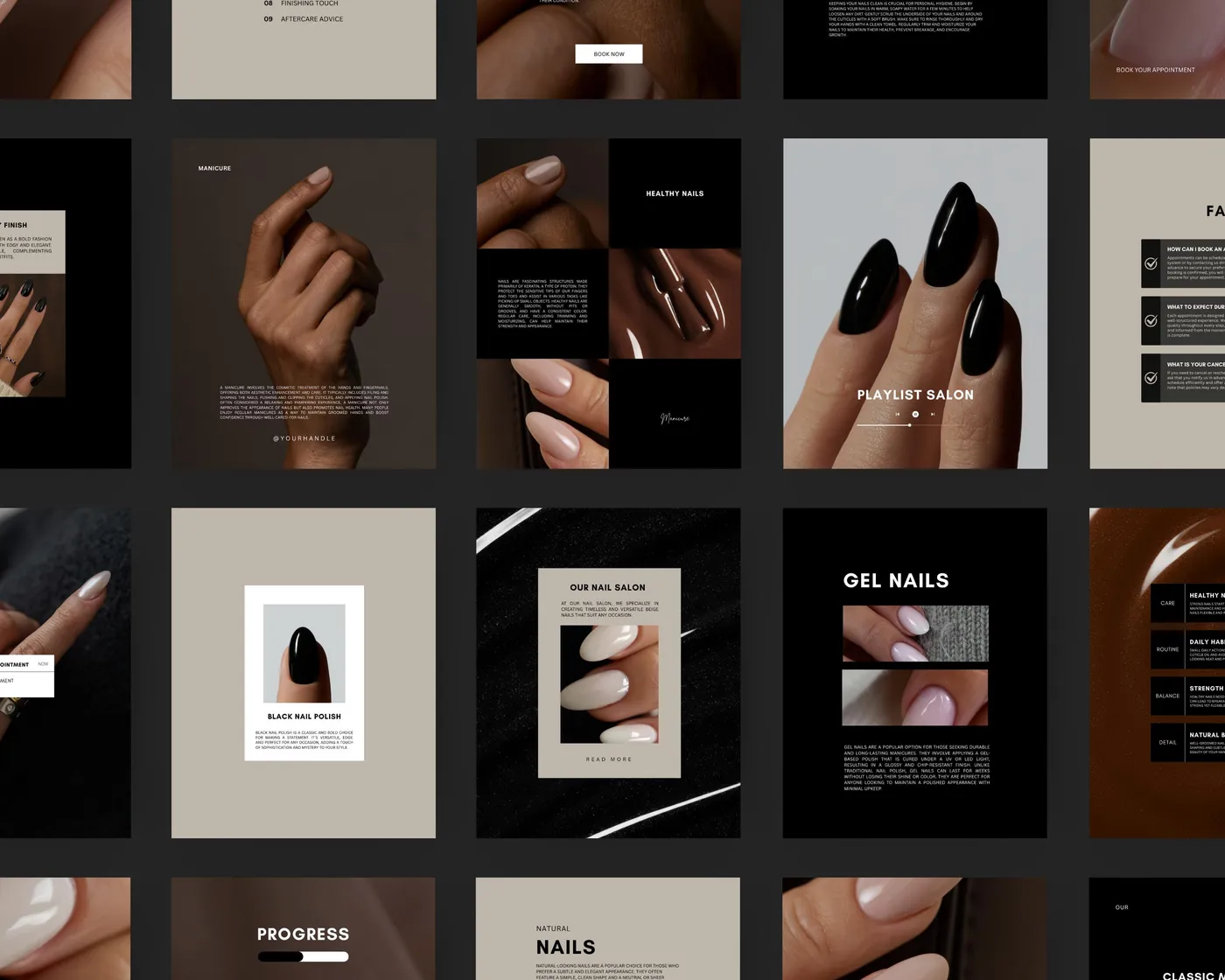 Nail Salon Instagram Post Templates, Luxury style, template preview