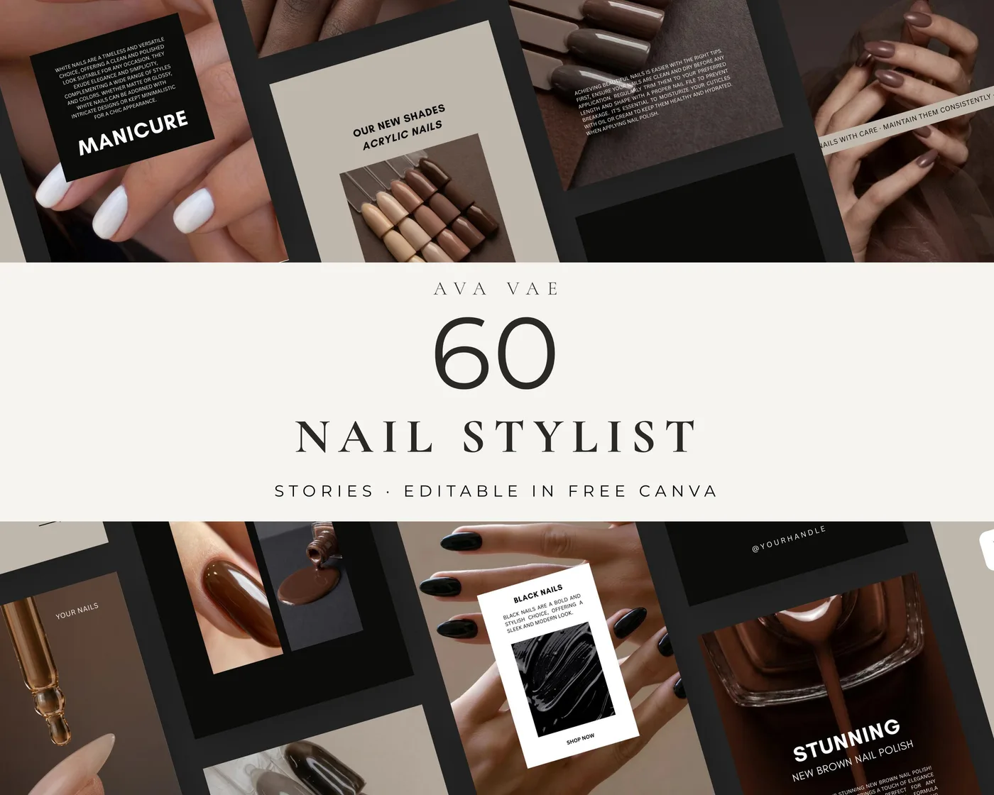Nail Salon Instagram Story Templates, Luxury style, template preview