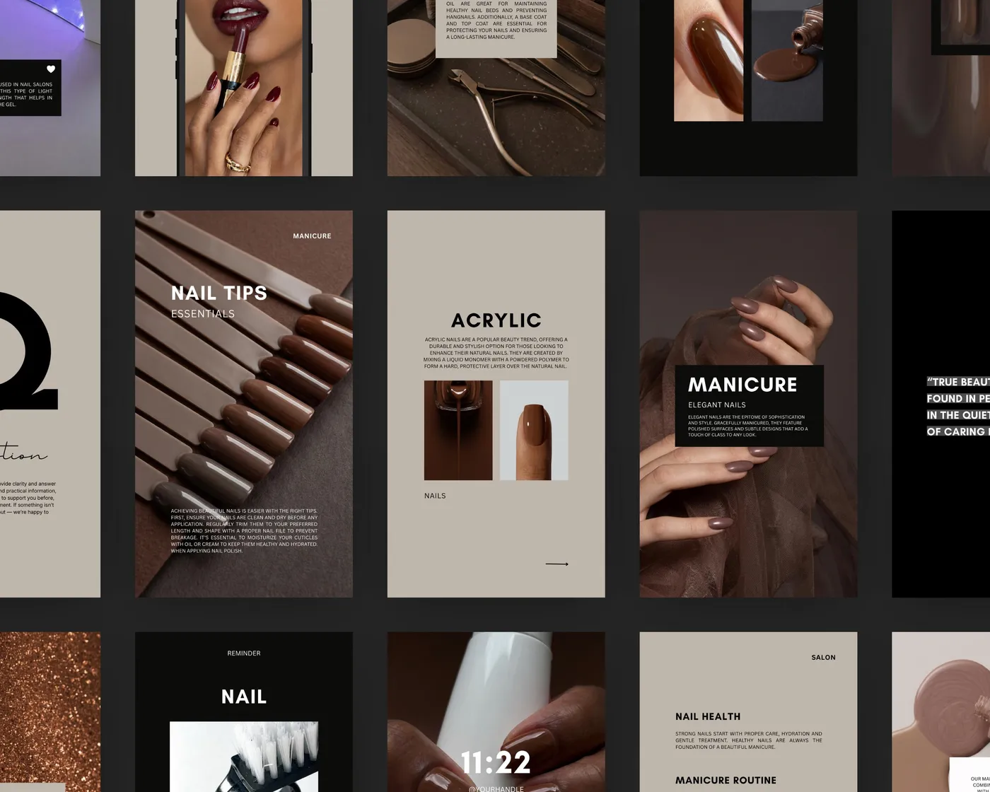 Nail Salon Instagram Story Templates, Luxury style, template preview