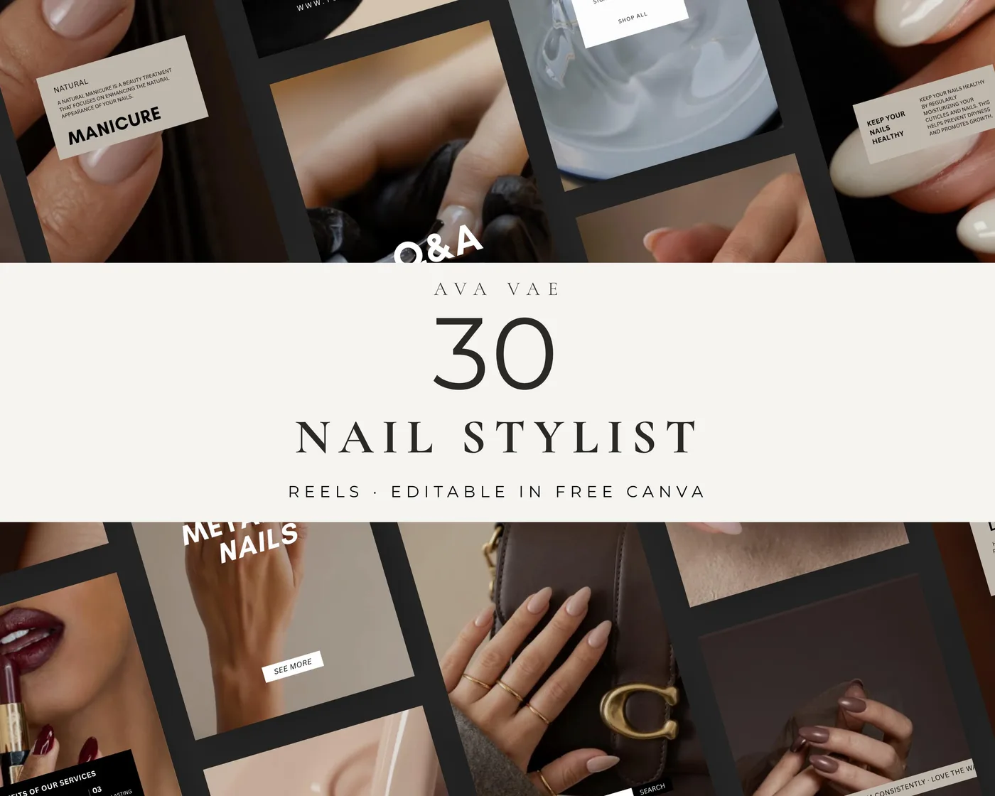 Nail Salon Instagram Reels Templates, Luxury style, template preview