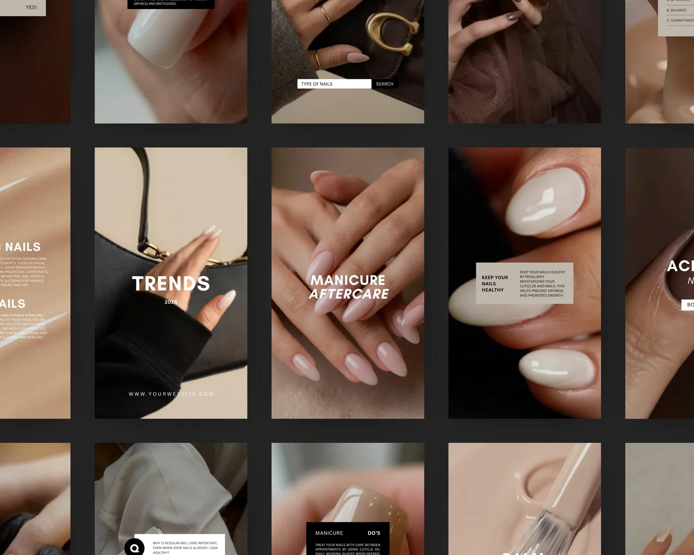 Nail Salon Instagram Reels Templates, Luxury style, template preview