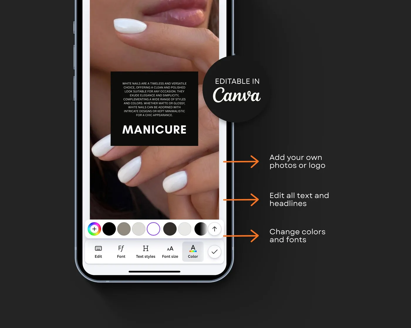 Nail Salon Instagram Bundle, Luxury style, template preview