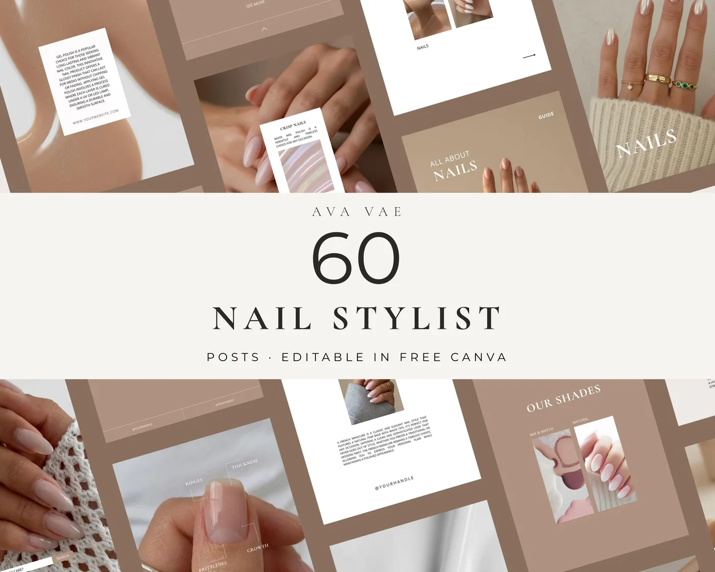 Nail Salon Instagram Post Templates, Minimal style, template preview