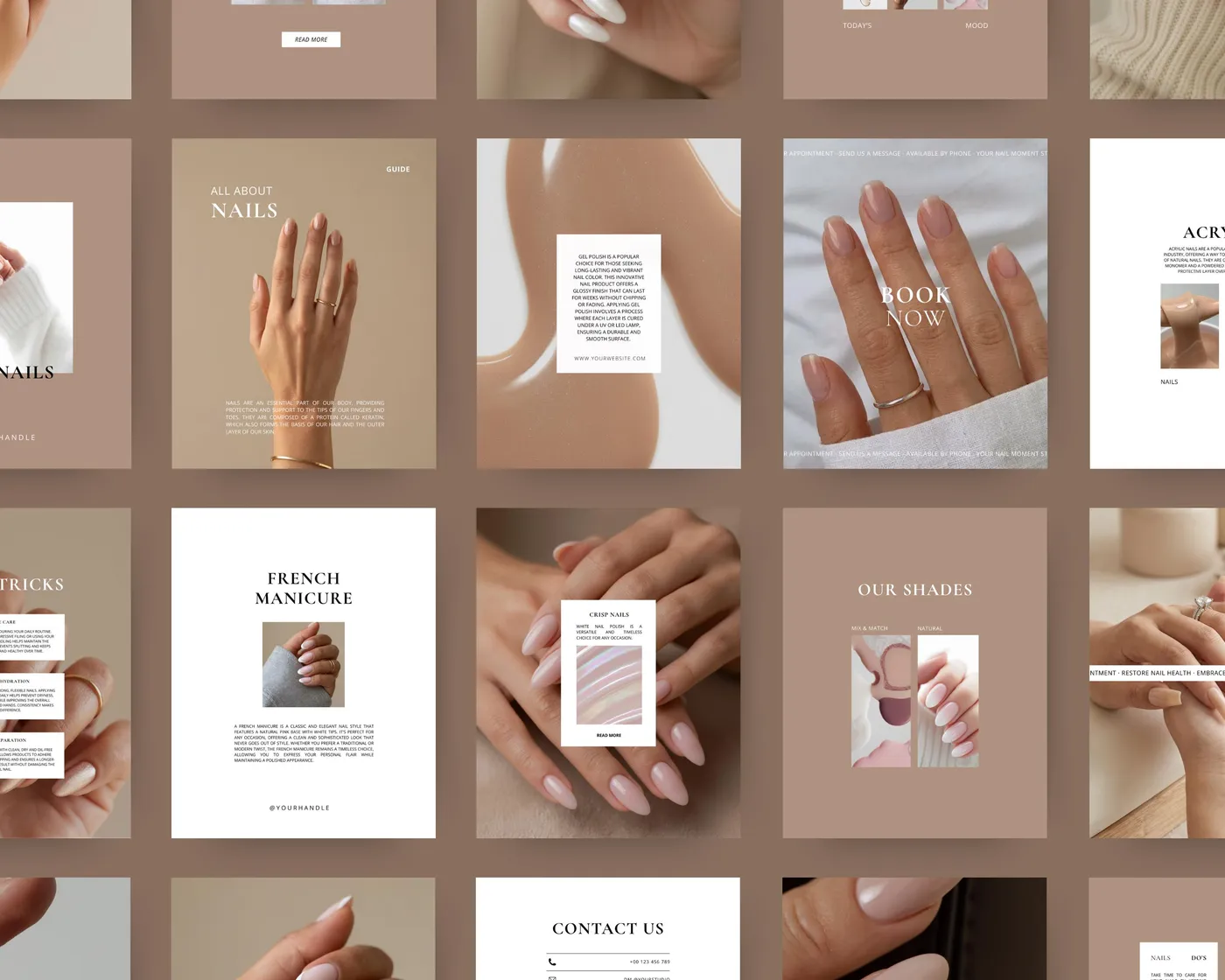 Nail Salon Instagram Post Templates, Minimal style, template preview