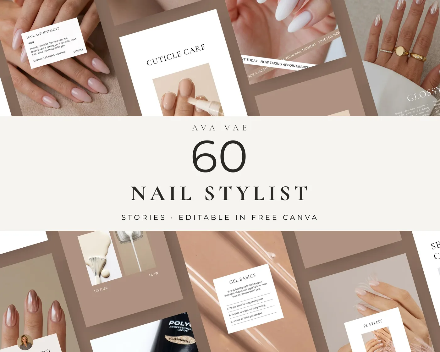 Nail Salon Instagram Story Templates, Minimal style, template preview