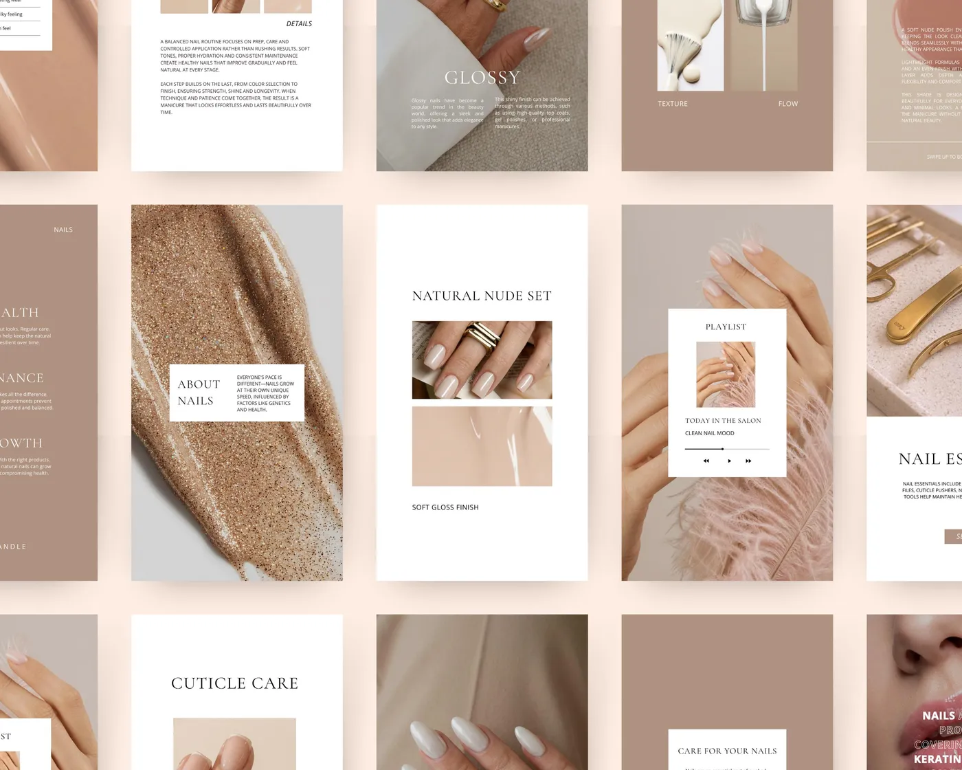 Nail Salon Instagram Story Templates, Minimal style, template preview