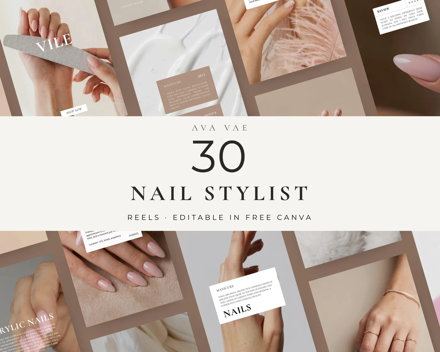 Nail Salon Instagram Reels Templates, Minimal style, template preview