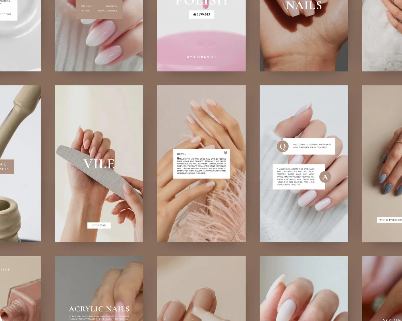 Nail Salon Instagram Reels Templates, Minimal style, template preview