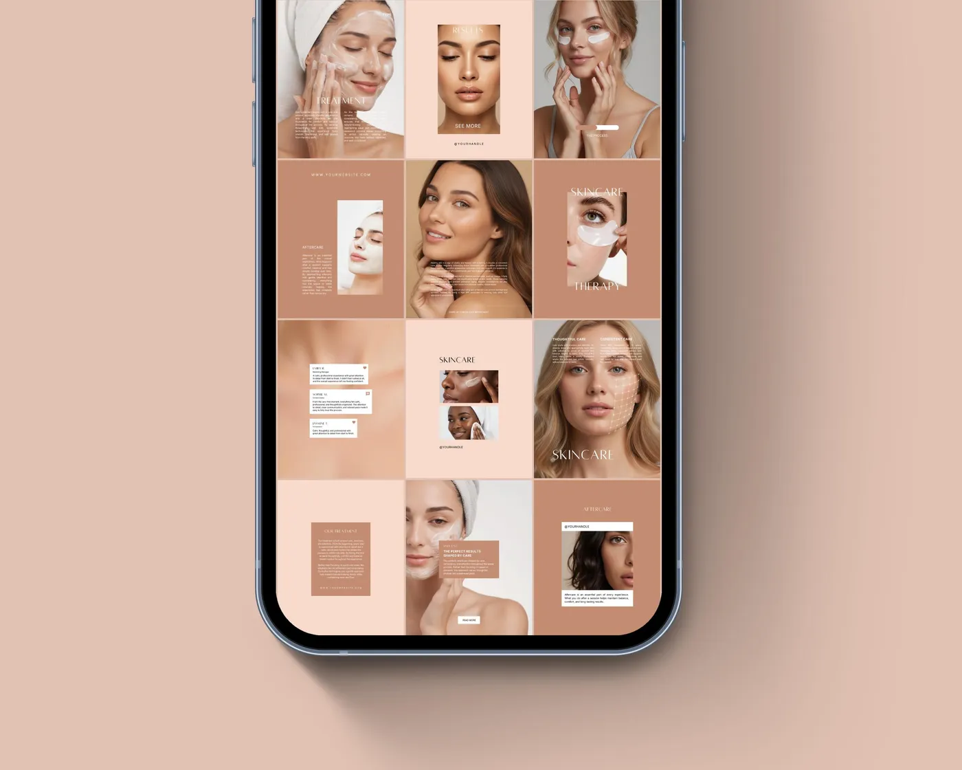 Skincare Instagram Bundle, Aesthetic style, template preview