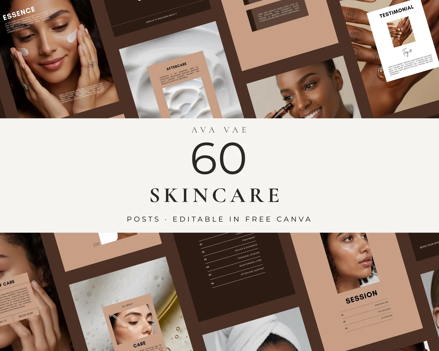 Skincare Instagram Post Templates, Luxury style, template preview