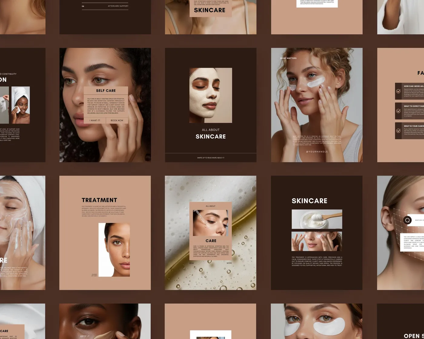 Skincare Instagram Post Templates, Luxury style, template preview