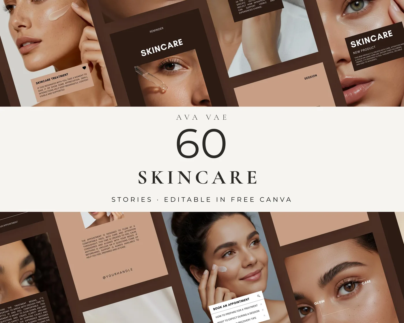 Skincare Instagram Story Templates, Luxury style, template preview