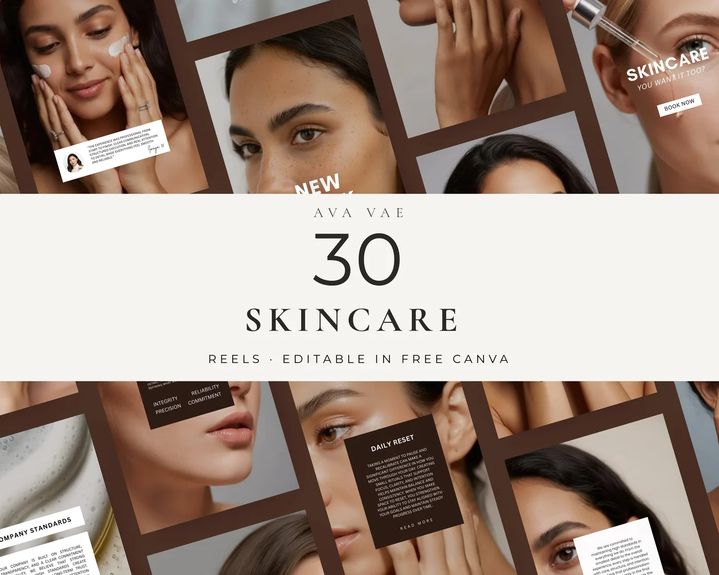 Skincare Instagram Reels Templates, Luxury style, template preview