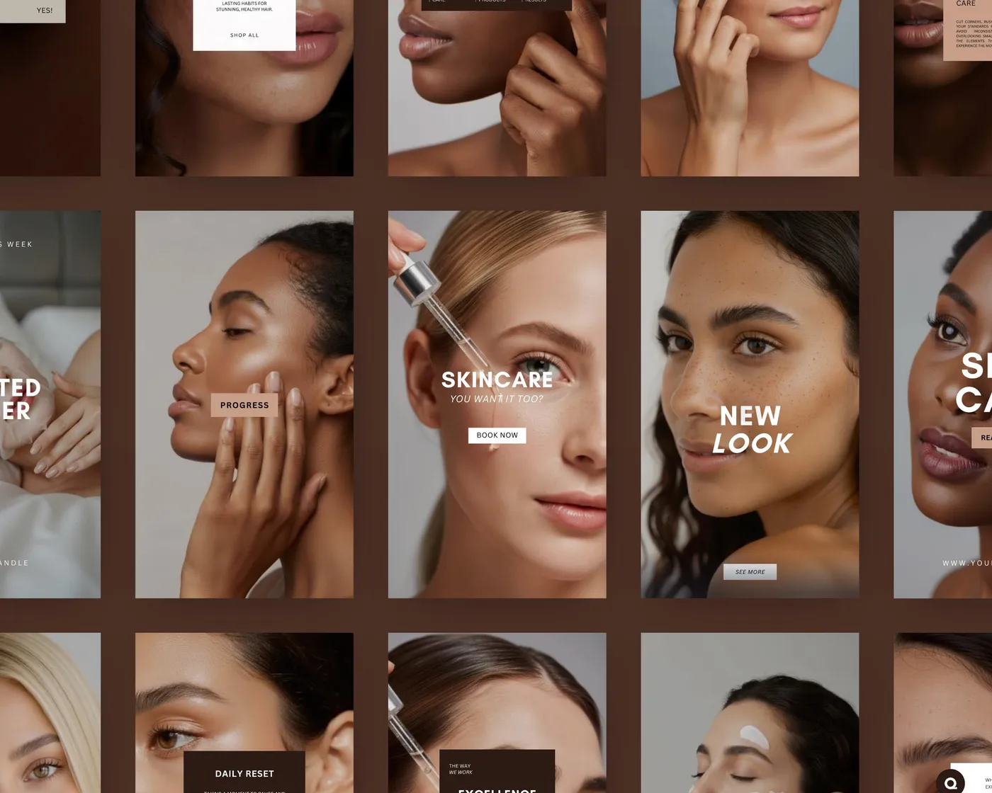 Skincare Instagram Reels Templates, Luxury style, template preview