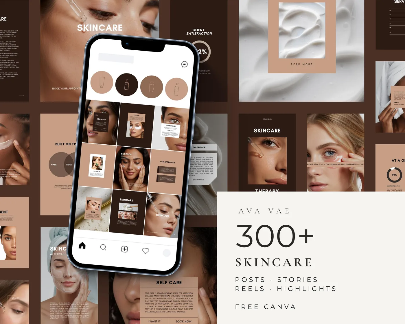 Skincare Instagram Bundle, Luxury style, template preview