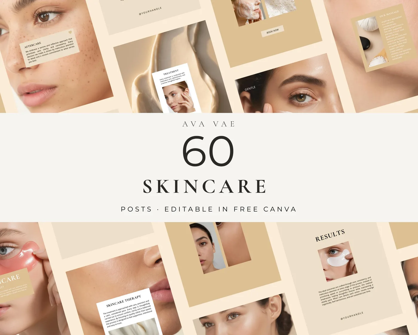 Skincare Instagram Post Templates, Minimal style, template preview
