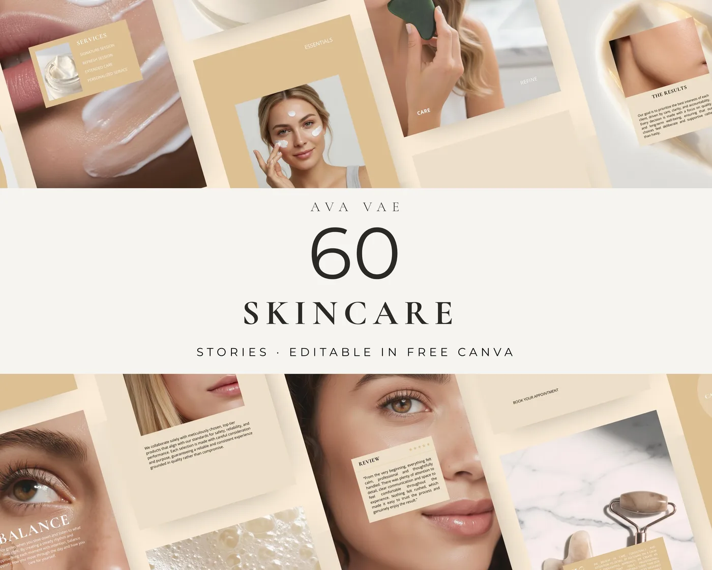 Skincare Instagram Story Templates, Minimal style, template preview