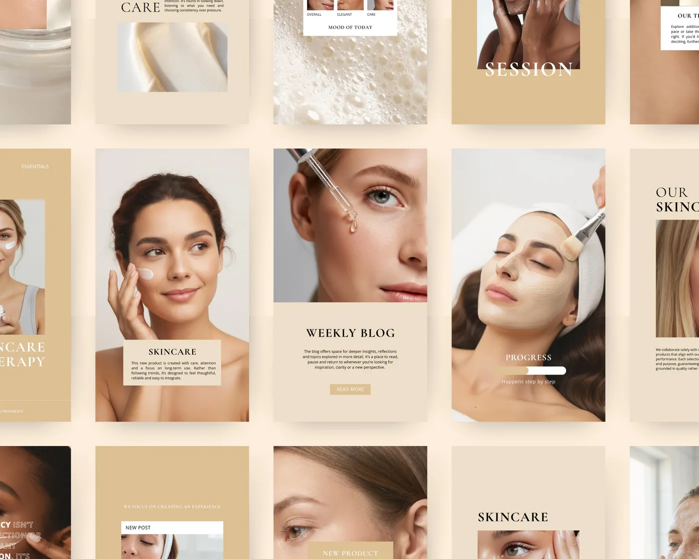 Skincare Instagram Story Templates, Minimal style, template preview