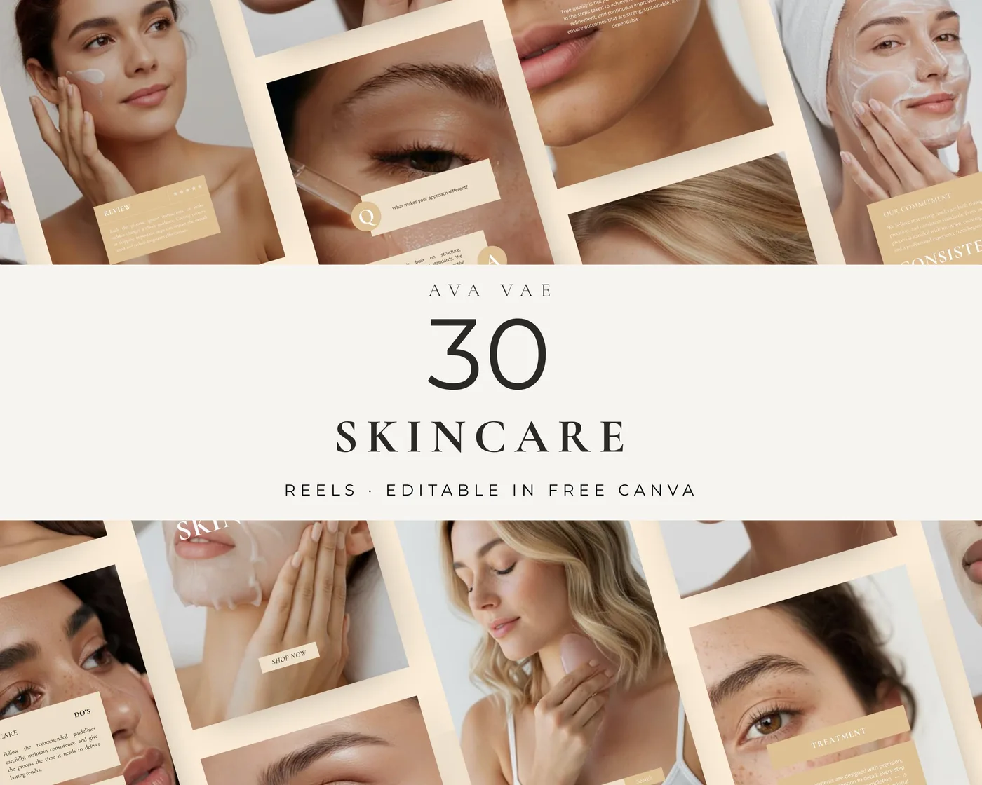 Skincare Instagram Reels Templates, Minimal style, template preview