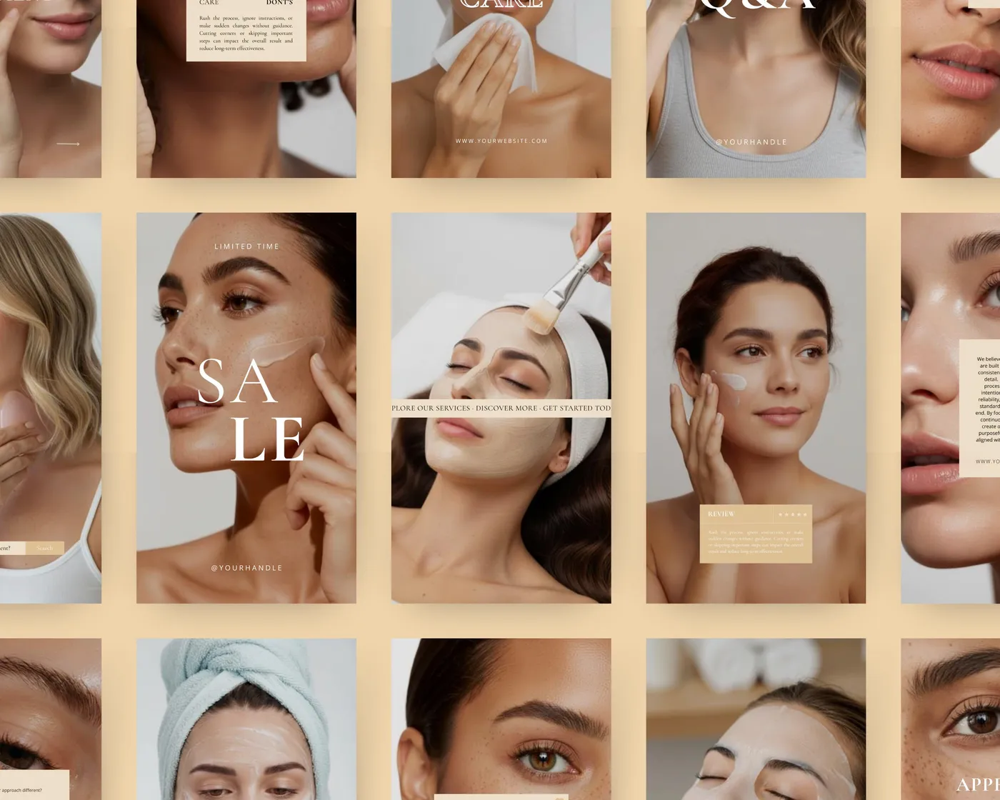 Skincare Instagram Reels Templates, Minimal style, template preview