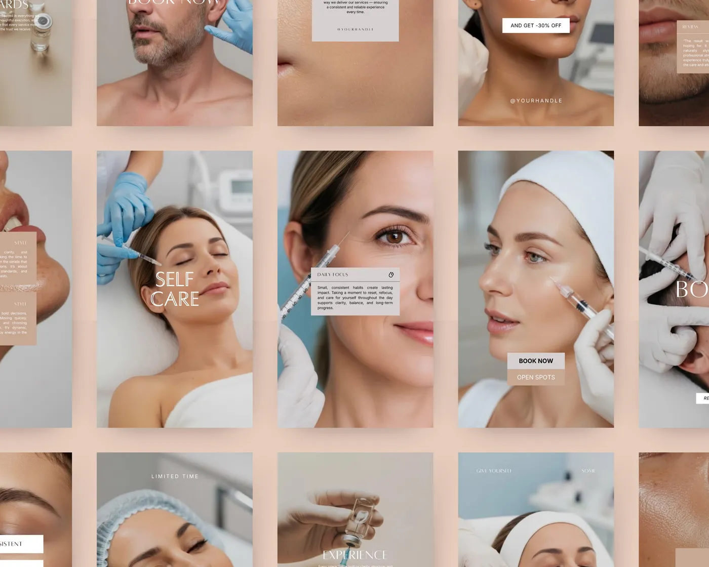 Botox Instagram Reels Templates, Aesthetic style, template preview