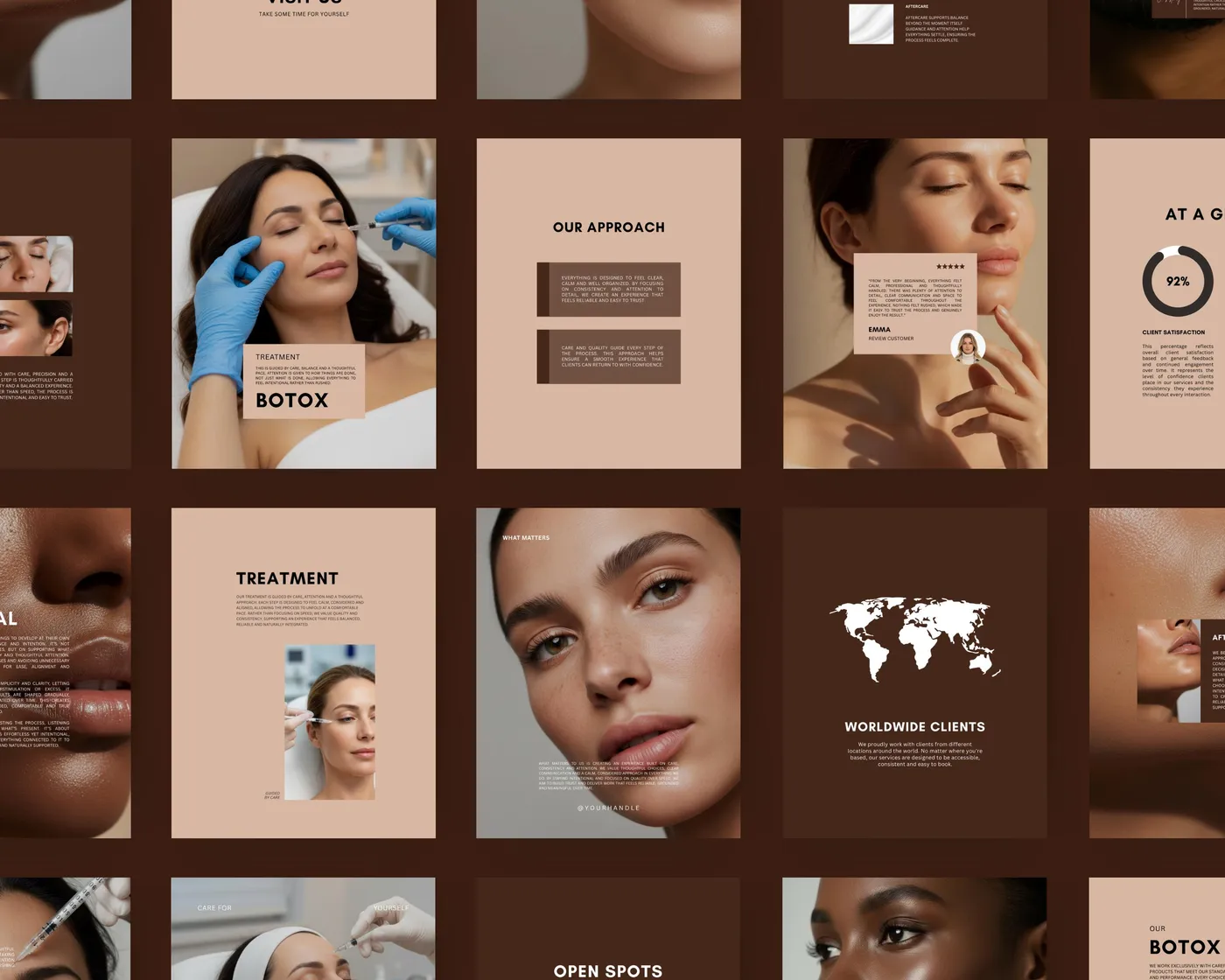 Botox Instagram Post Templates, Luxury style, template preview