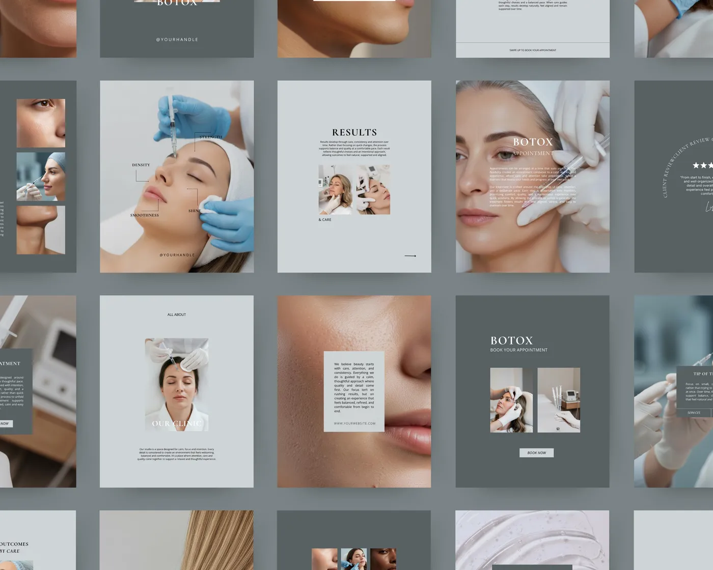 Botox Instagram Post Templates, Minimal style, template preview