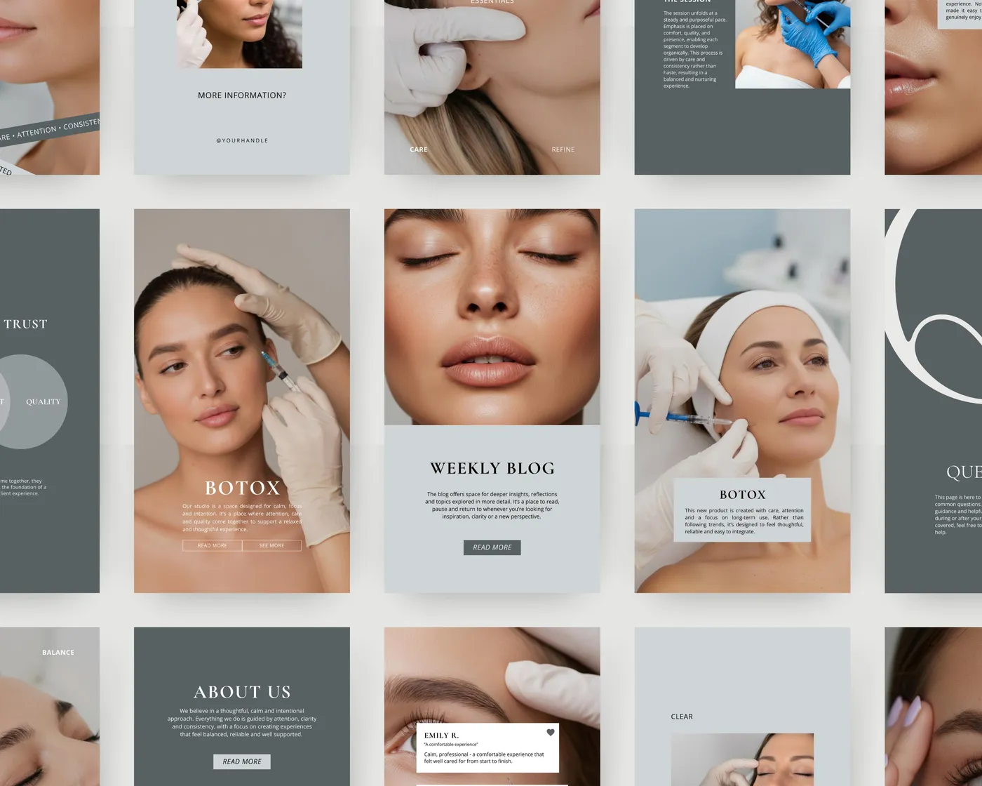 Botox Instagram Story Templates, Minimal style, template preview