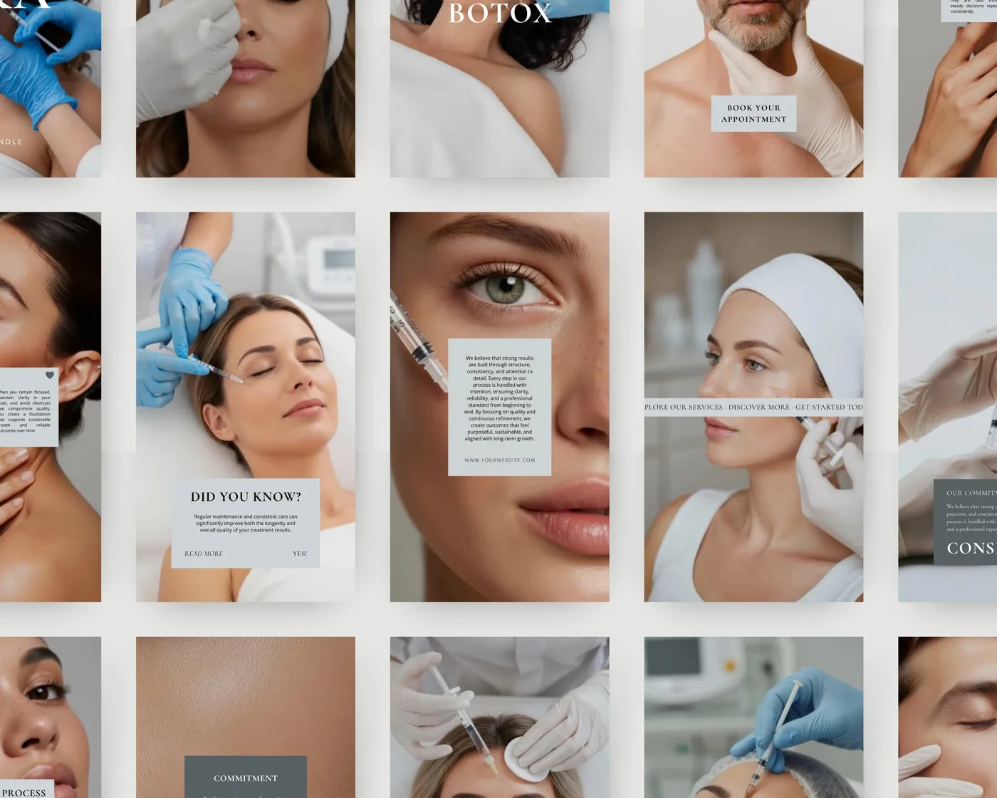 Botox Instagram Reels Templates, Minimal style, template preview