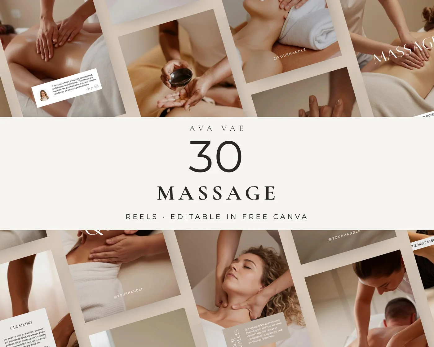 Massage Instagram Reels Templates, Aesthetic style, template preview
