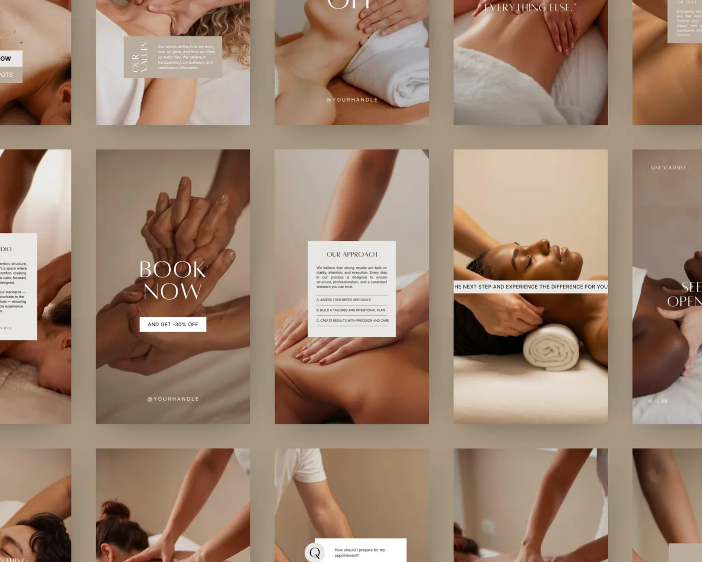 Massage Instagram Reels Templates, Aesthetic style, template preview
