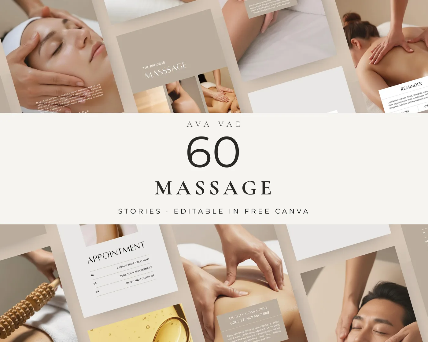 Massage Instagram Story Templates, Aesthetic style, template preview